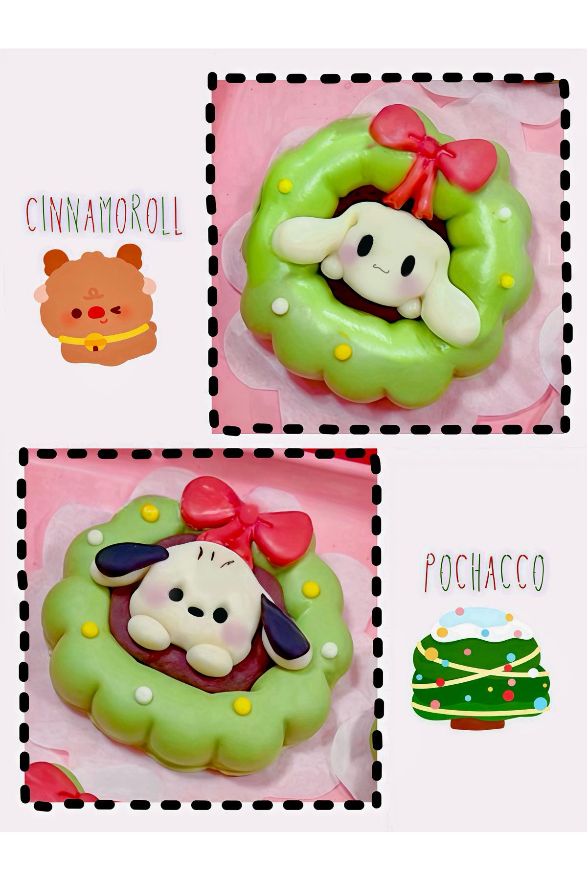 Christmas Sanrio Bun 𝐒𝐚𝐧𝐫𝐢𝐨 圣诞花圈馒头 (PRE-ORDER)